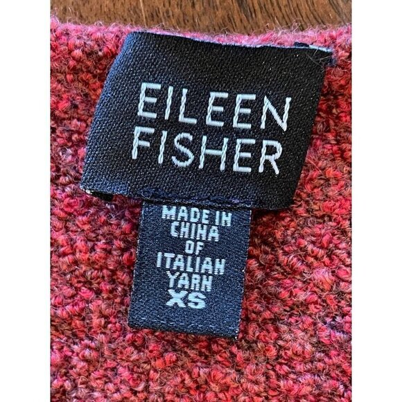 Eileen Fisher Red Wool Blend Boat Neck Boucle Swing Hem Pullover Sweater Size XS - Picture 6 of 8
